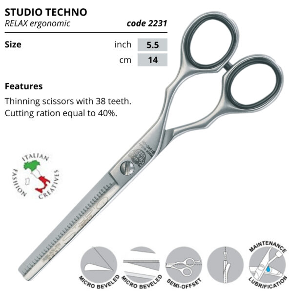 ⁦מספריים מקצועיות למספרות  לדילול STUDIO KIEPE דגם 2231⁩ – תמונה ⁦2⁩