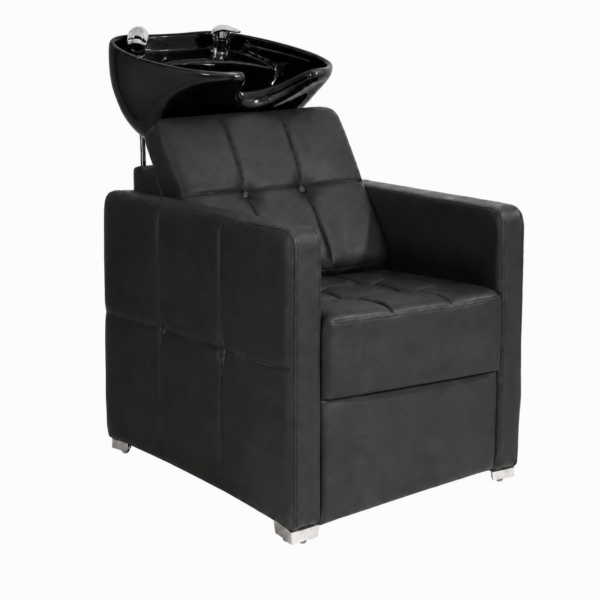 עמדת חפיפה WC-09004-1 עם כיסא שחור וכיור חרסינה שחור
