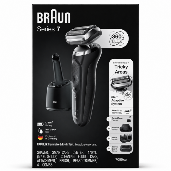 אריזת מכונת גילוח Braun Series 7 7085CC עם תחנת SmartCare