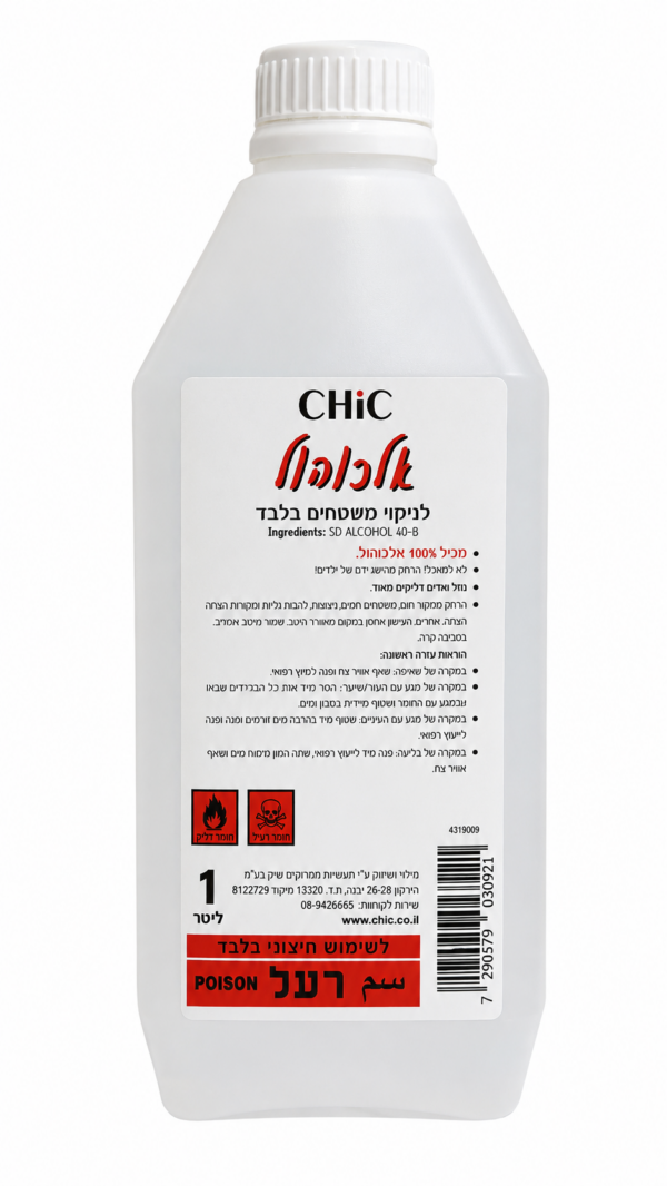 CHIC Alcohol 100 אלכוהול 100% לניקוי משטחים 1 ליטר