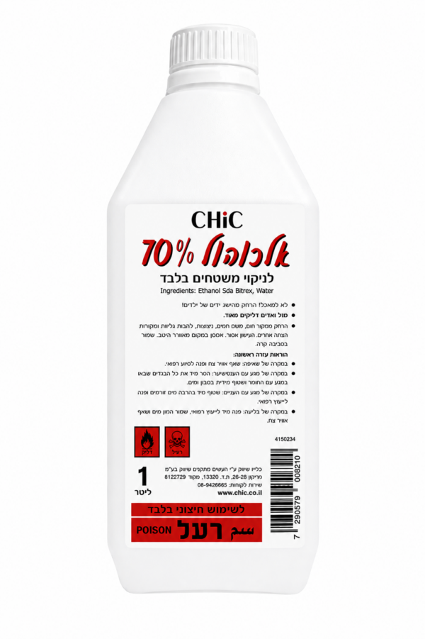 CHIC Alcohol 70 אלכוהול 70% לניקוי משטחים 1 ליטר