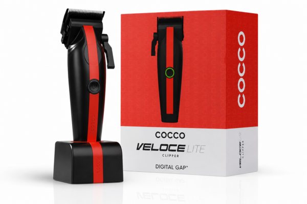 COCCO Veloce Lite Clipper מכונת תספורת מקצועית ירוק לבן עם בסיס טעינה