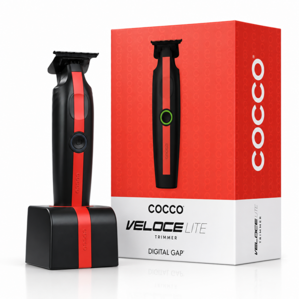 COCCO Veloce Lite Trimmer מכונת פיניש מקצועית שחור אדום עם בסיס טעינה